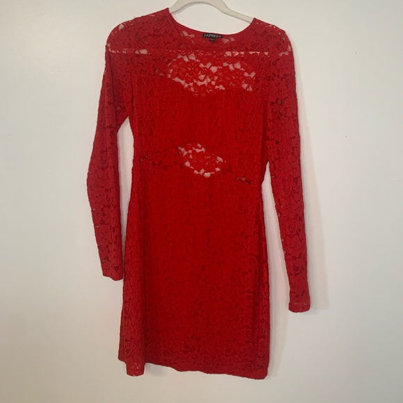 Red Lace Mini Dress - Picture 4 of 5